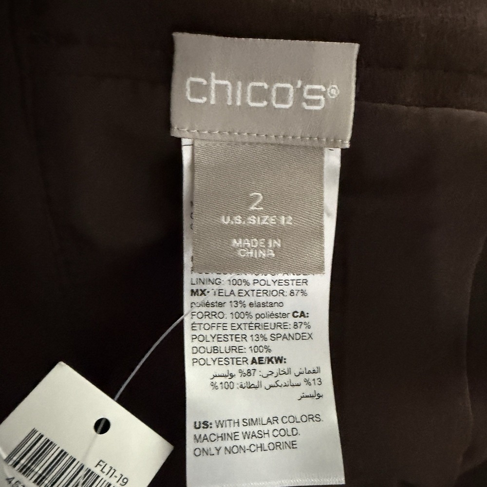 Chico's Faux Suede Midi Skirt Womens 2 Chocolate Brown Back Zip Lined Minimalist - Picture 8 of 12